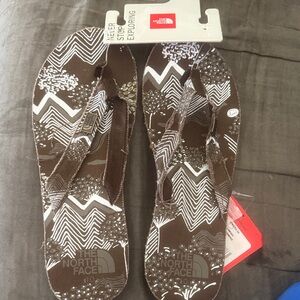 The North Face Brown and White Women's Flip Flops